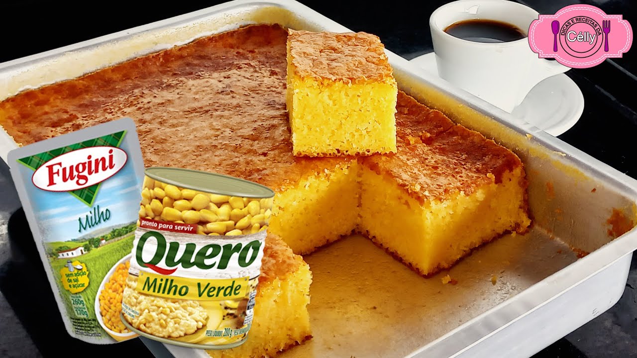 BOLO DE MILHO DE LATINHA FOFINHO E MOLHADINHO