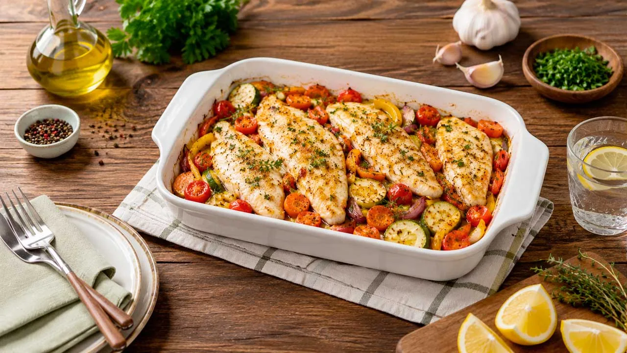Filé de Tilápia ao Forno com Legumes