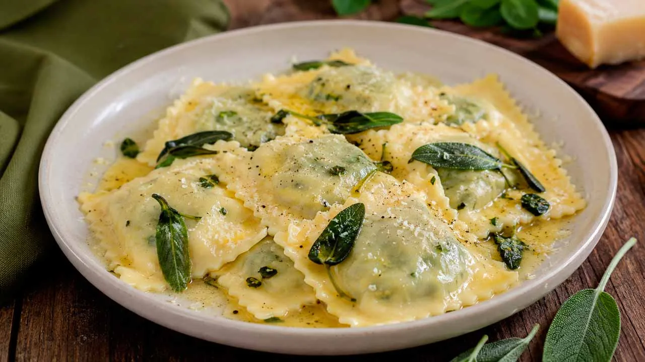 Ravioli de Ricota com Espinafre