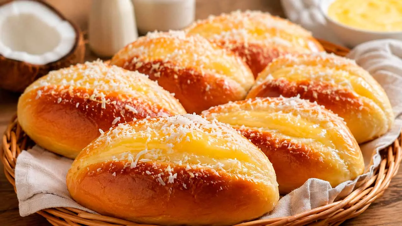 Pão Doce com Creme de Confeiteiro e Coco