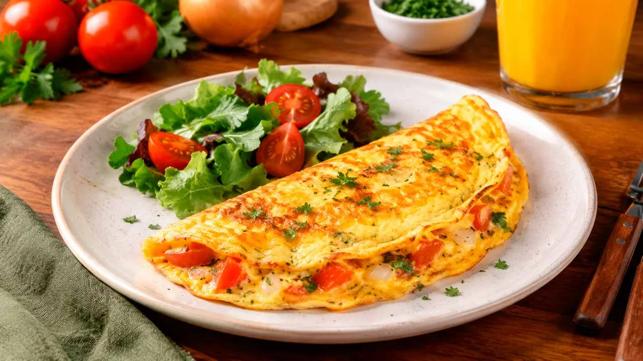 Omelete Simples com Tomate e Cebola