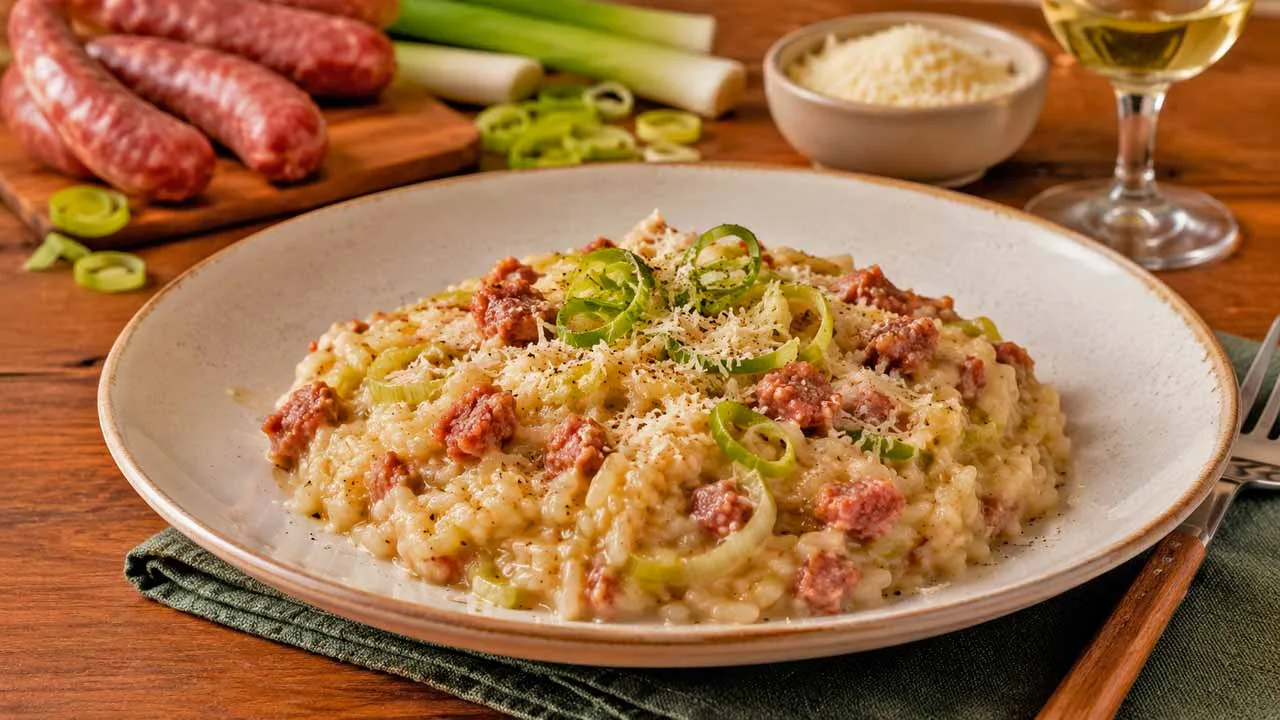 Risoto de Linguiça Blumenau com Alho-Poró