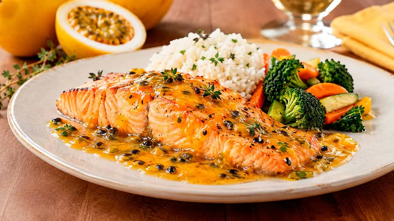 Salmão ao Molho de Maracujá