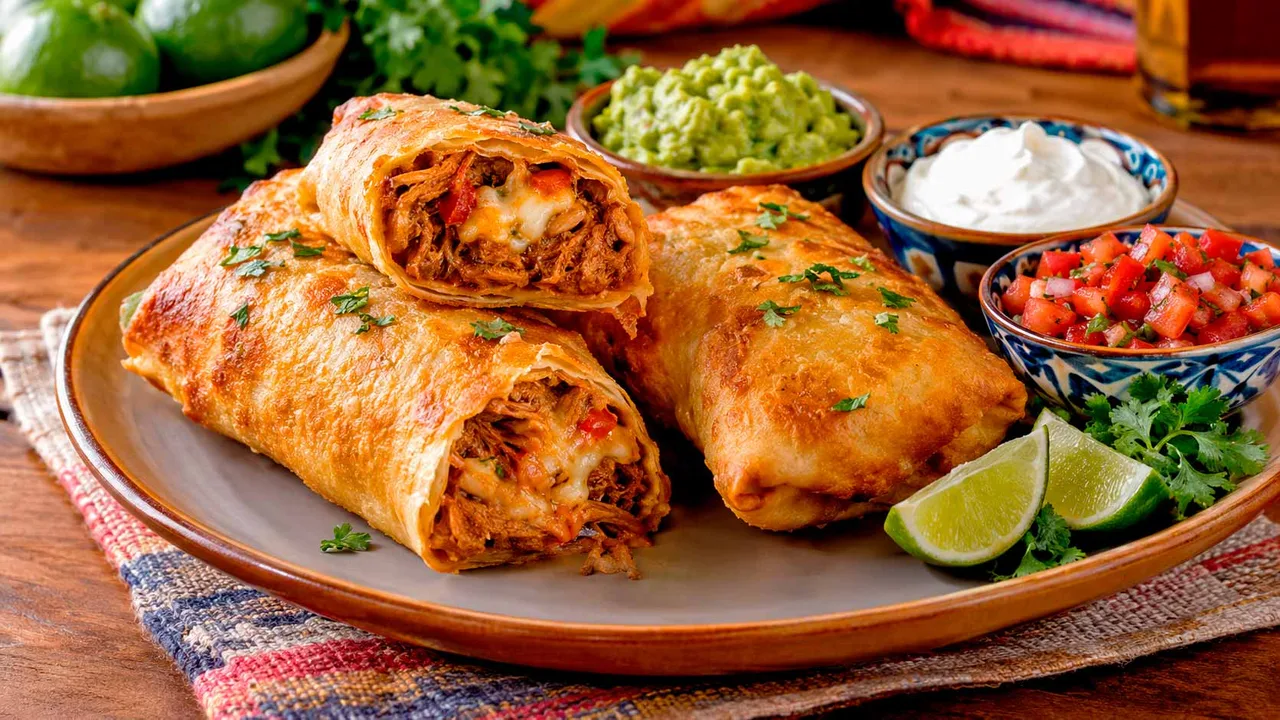 Chimichanga de Carne Desfiada com Queijo